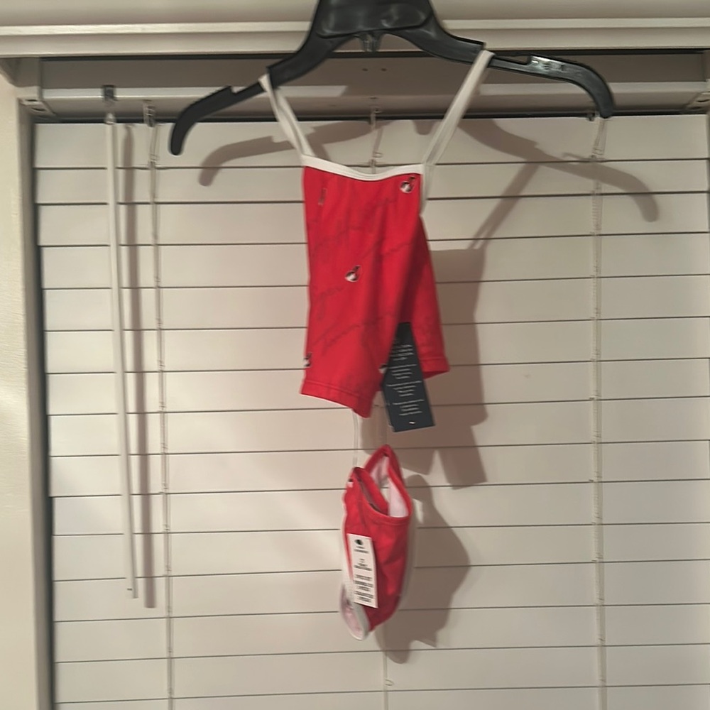 Red and White Swimsuit Set